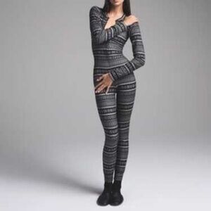 Skims Onesie pointelle onesie pajamas black gray